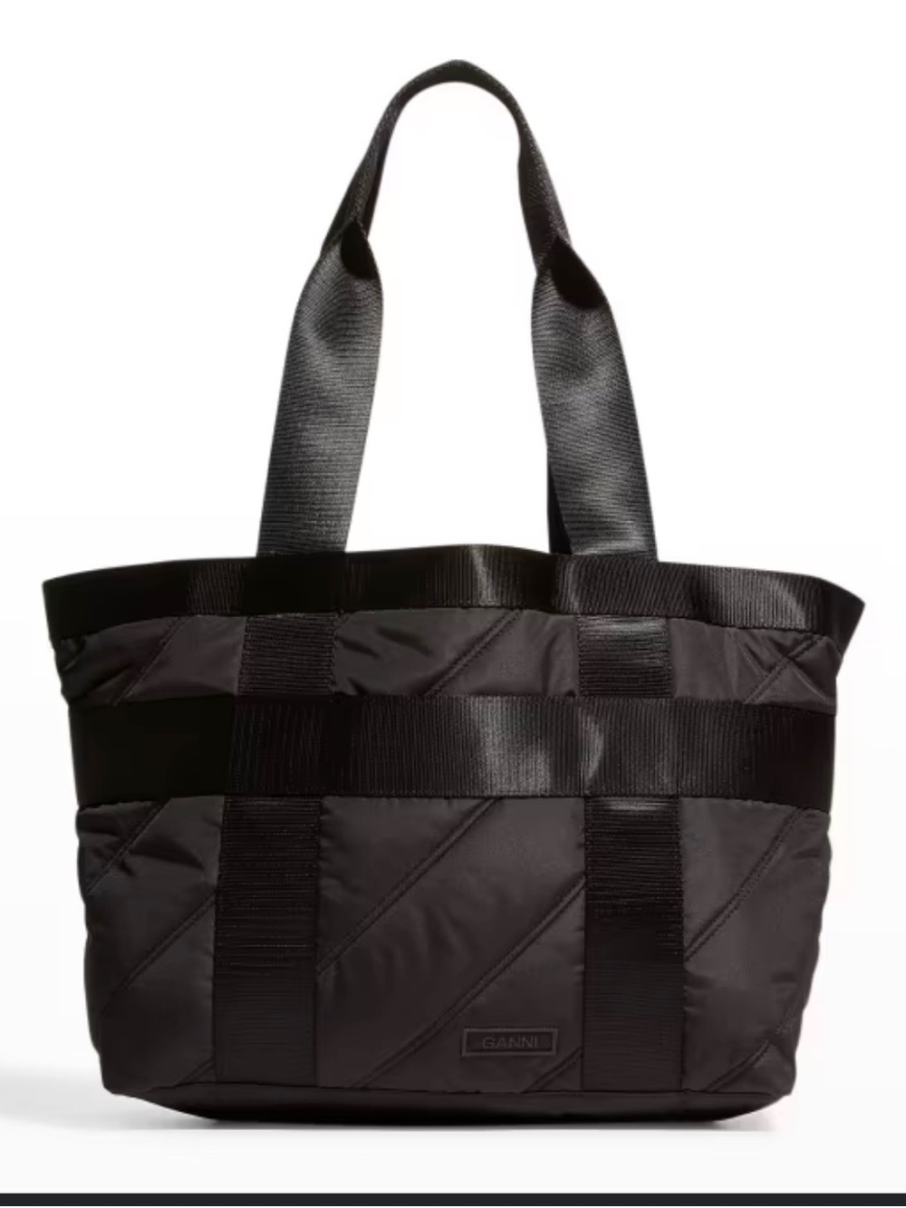Ganni Black Quilted Tech Tote